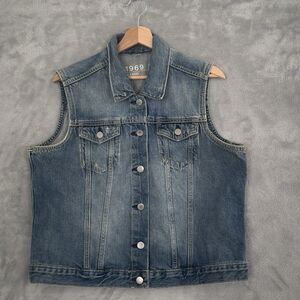 Gap 1969 Denim Vest Womens XL Blue Button Front Sleeveless Y2K